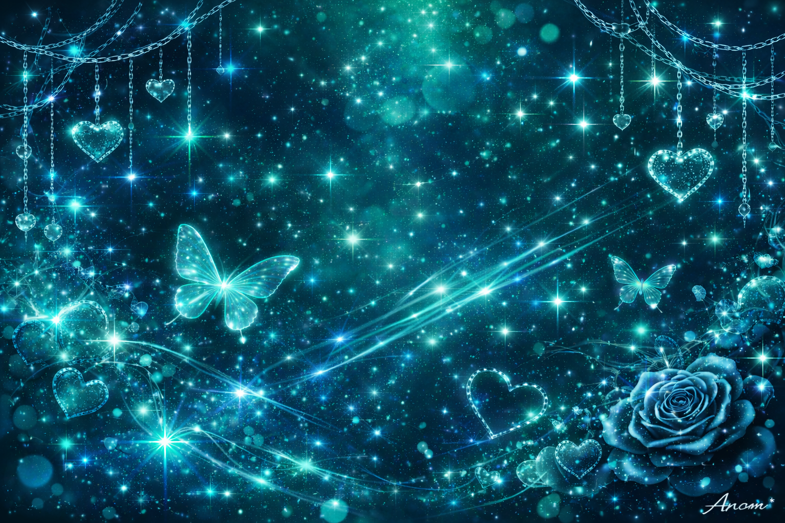 Aqua Butterfly Heart Dream background