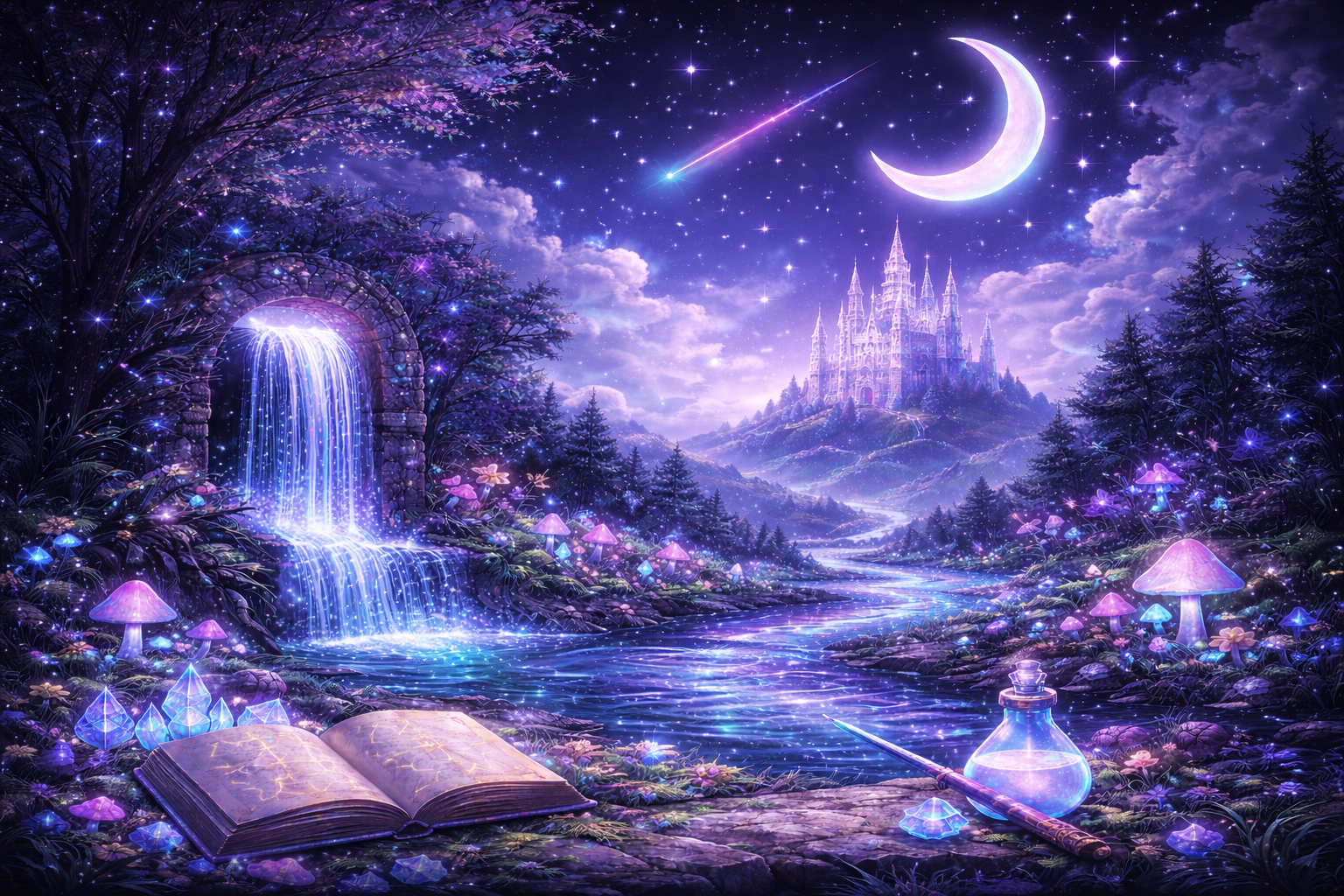 Moonlit Magic River background