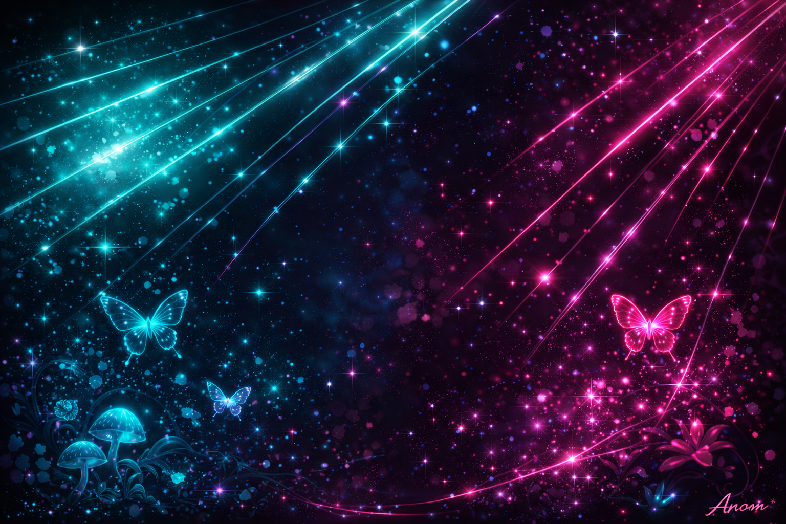 Neon Butterfly Heart Spark background