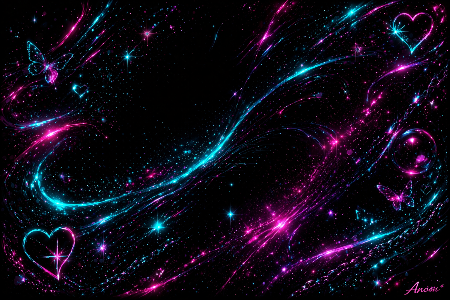 Neon Heart Trails background